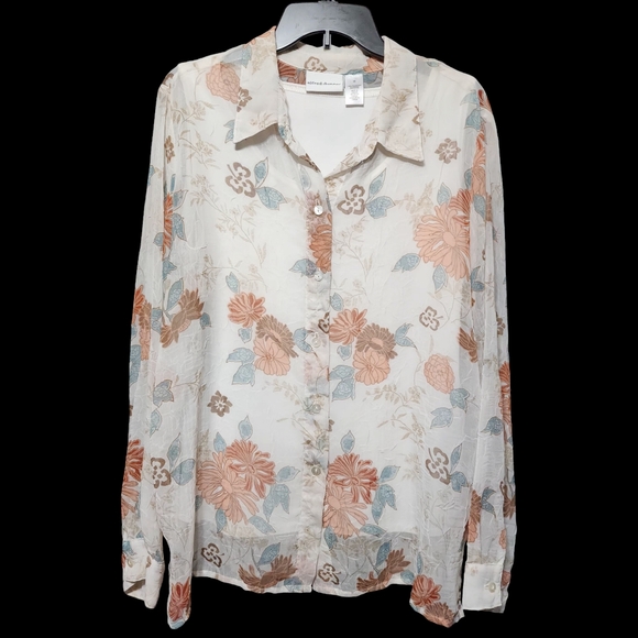 Alfred Dunner Tops - Alfred Dunner Vintage Floral Top Collar Button Down Size 16